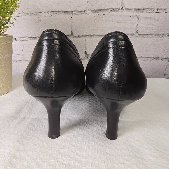WOMENS COLE HAAN NAPA LIVI BLACK LEATHER PUMPS SQUARE TOE SIZE 8.5 EUC - Picture 3 of 7